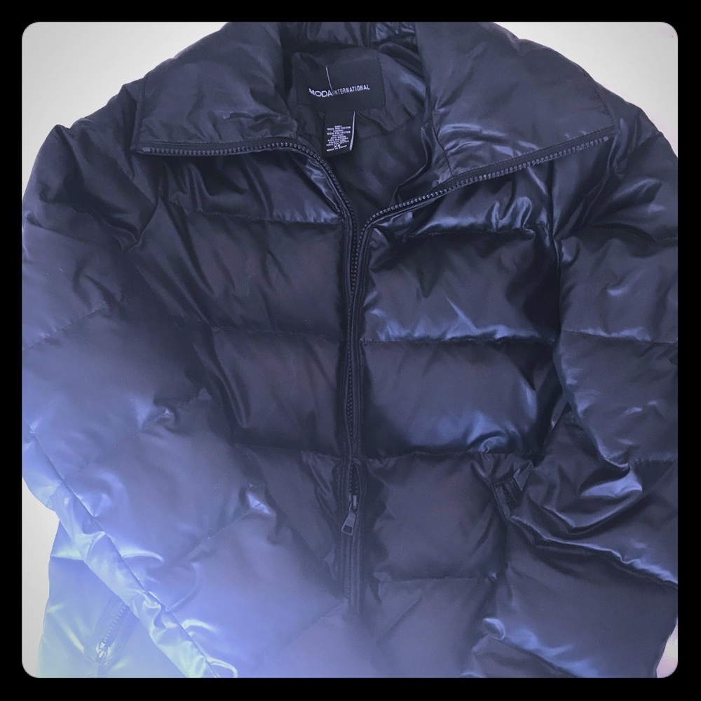 MODA international black puffer bomber jacket XS